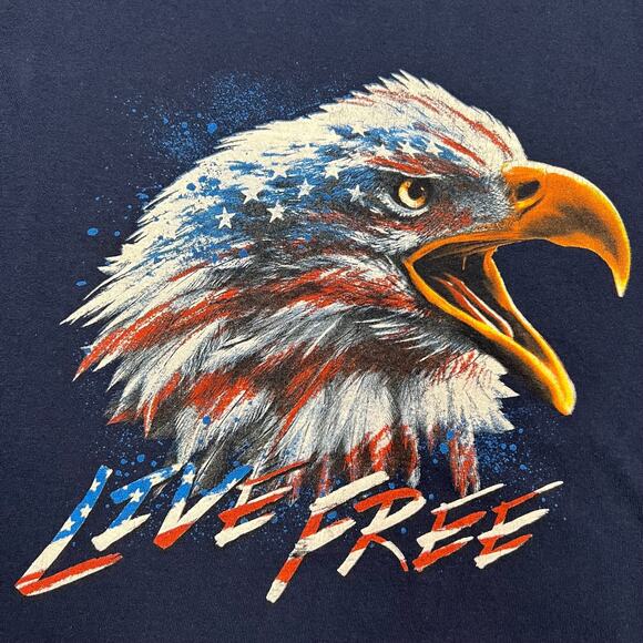 Navy Live Free Eagle Patriotic T-Shirt - Picture 4 of 6